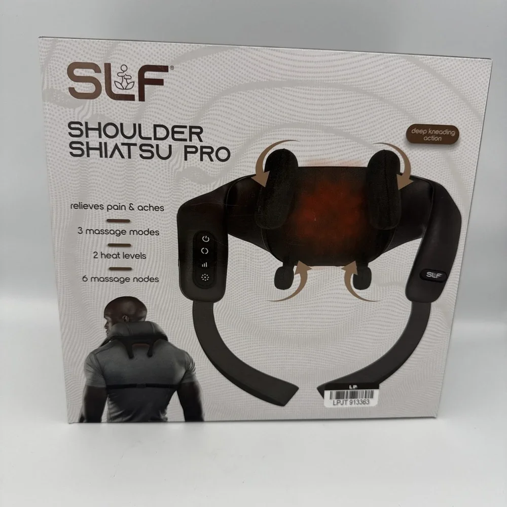 FitRx Shiatsu Pro Cordless Heated Massager, 6 Heads, Neck Back Shoulder, Black